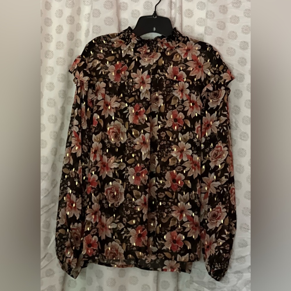 Maurices Black and Pink Floral Top